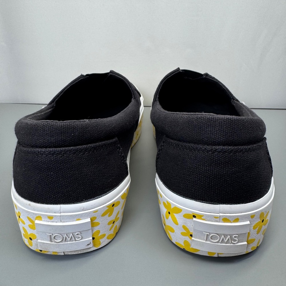 Toms ALP Fenix Women Size 9 Black Slip on Canvas Yellow Floral Platform 10019813 - Picture 4 of 9